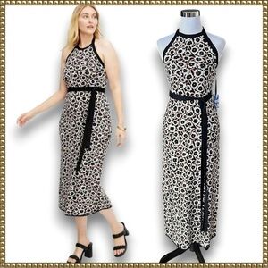 Diane von Furstenberg Leopard Knit Halter Midi Dress NWT